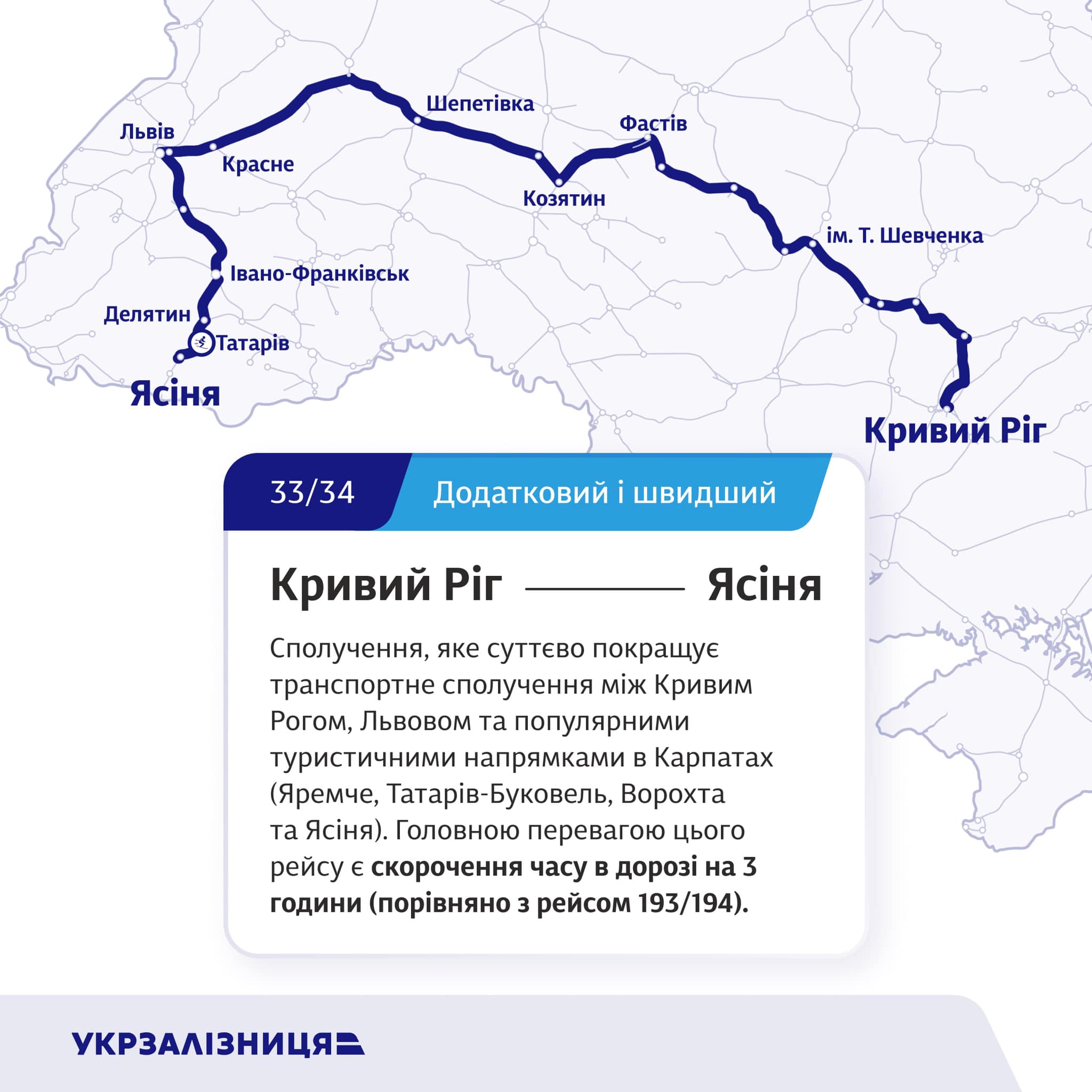 Укрзалізниця анонсувала три нові поїзди, що курсуватимуть через Прикарпаття